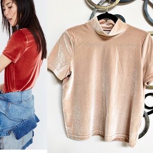 Madewell Velvet Mockneck Tee Shirt